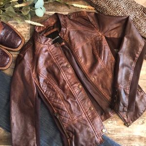 Distressed Faux Leather Jacket